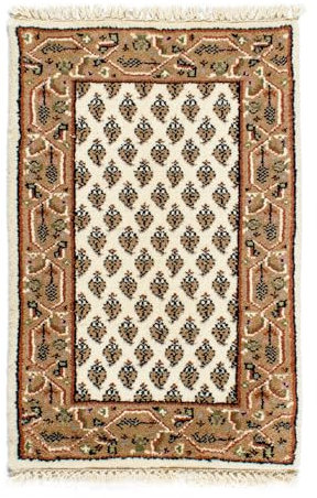 Lifetex.eu Teppich Poshti Mir ca. 40 x 60 cm Beige handgeknüpft Schurwolle Klassisch hochwertiger Teppich