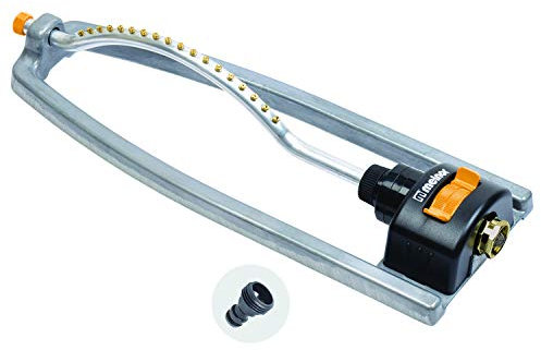 Melnor Metal Oscillating Sprinkler, 18 Brass Nozzles, 3600 sq. ft. Coverage, QuickConnect Product Adapter, Durable, Adjustable Range, IRRIGATION_SPRINKLER