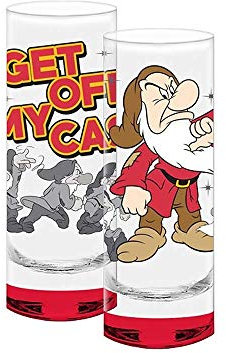 2-teiliges Set Disney Grumpy Dwarf Get Off My Case Schnapsgläser mit rotem Boden