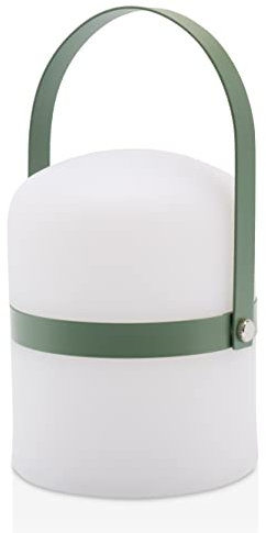 LUUK LIFESTYLE Lámpara LED escandinava con asa para sala de estar, comedor y cocina, linterna decorativa portátil con luz blanca cálida, en verde