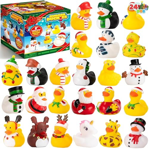 JOYIN 24 Weihnachtsenten, Badespielzeug aus Gummienten als Geschenk für Kinder, Party-Enten für Jungen, Mädchen und Kleinkinder