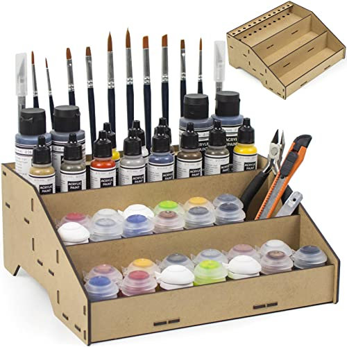 PROSCALE Soporte organizador pinturas modelismo y miniaturas. Kit para bote de Pinturas acrilicas citadel, vallejo, warhammer set para pinceles de maquetas (Soporte B)