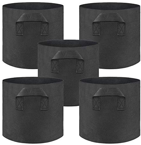 Betos Vlies-Pflanzenstoff, schwarz, Pflanztasche, Pflanzbeutel, Gartenwerkzeug mit Griff, 18 Liter, strapazierfähig