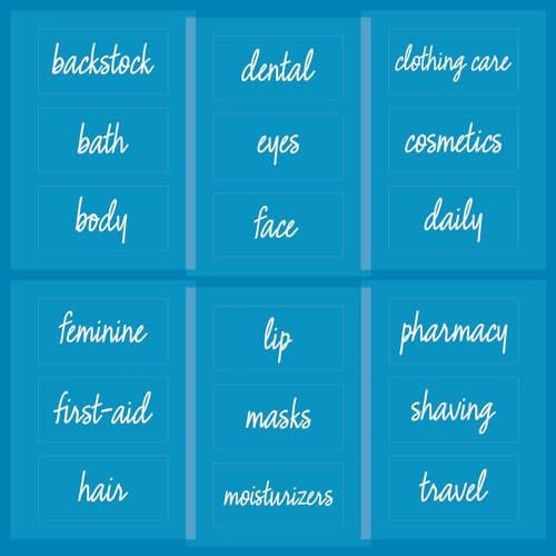 The Home Edit by iDesign 18-Piece Pre-printed Handwritten Script Clear Labels for Bathroom and Laundry