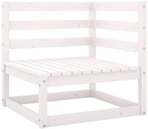 vidaXL Garten Ecksofa, Modular Gartenmöbel, Sofa Lounge Sessel für Garten Terrasse Balkon, Gartensofa Gartensessel, Weiß Massivholz Kiefer