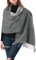 MEANBEAUTY Damen-Schal Doppelseite Kaschmir-Gefühl Schal warm Winter Pashmina Hochzeit Party Wickeltuch große Deckenschals-Grau