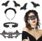 COLOFALLA Halloween Kostüm Zubehör Fledermaus Haarreif Maske Halsband Stirnband Augenmaske Kopfschmuck Party Zubehör Deko Accessoires Damen für Halloween Fasching Karneval (Schwarz)