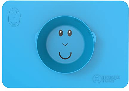 Matchstick Monkey Essenszeit Tischset - Platzset - Anti-Rutsch-Matte mit integrierter Schüssel - blau