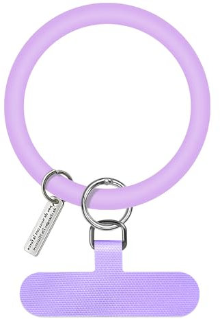 TACOMEGE Silikon Ring Telefon Lanyard für die meisten Smartphones Hüllen (mit Anker), weiche Handyschlaufe Handschlaufe für Frauen Mädchen (lila)