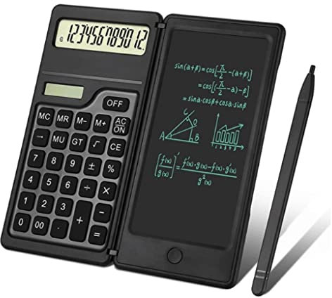 YANYUESHOP Calculators 12-Digit Standard Function Desktop Calculators with Writing Tablet Solar and Battery Dual Power (Color : Black)