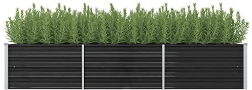 FIRBNUS Pot de Fleurs Extérieur 240x80x45 cm Boîte à Fleurs Profonde et Large Lit Surélevé de Balcon Métal Jardinière Jardin Facile à Assembler Lit de Plantation en Acier Galvanisé Anthracite