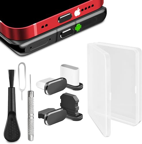 Empire 10 Pcs iPhone Dust Plug - Premium Sim Card Tool Set with Ports Cleaner, Usb C Dust Plug - Essential Sim Card Removal Tool Accessories for Samsung and iPhone Devices with Usb Cover Cap