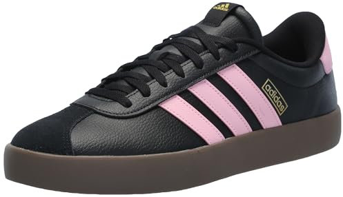 adidas Homme VL Court 3.0 Chaussure de Skate, Noir/Rose véritable/doré métallisé, 44 EU