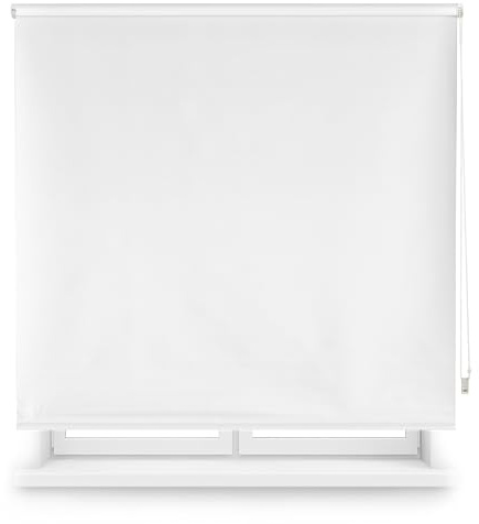 Blindecor Verdunkelungsrollo nach Maß | Weiß gebrochen | 80 x 175 cm (Breite x Höhe) Stoffgröße 77 x 170 cm | Verdunkelungsrollo für Fenster
