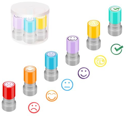 Hmseng 6Stück Stempel Lehrer Selbstfärbender,Motivationsstempel Lehrerstempel, Lehrerstempel Englisch für Kinder, Bildung, Lehrer, Überprüfung-Design1
