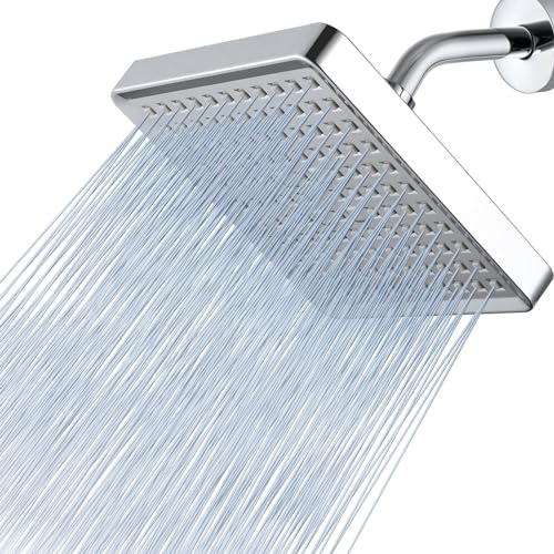 Voolan Hochdruck-Regenduschkopf – luxuriöser moderner Look – der verstellbare Ersatz für Ihren Badezimmer-Duschkopf – 15,2 cm quadratisch, Hochdruck-Duschen, verchromt