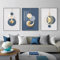 ICOMPY Triptyque, peintures sur toile abstraites géométriques bleu blanc, impressions et affiches murales pour décoration de salon, maison, 20x28 pouces (50x70cm) x3 sans cadre