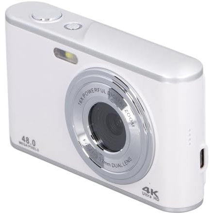 Taschenkamera, 44 MP 4K Ultra HD Dual-Objektiv-Kamera, 16-facher Zoom, Autofokus, Anti-Shake, 2,4-Zoll-IPS-Bildschirm, Kompakte Digitalkamera für Reisen, Abschlussfeier, Urlaub