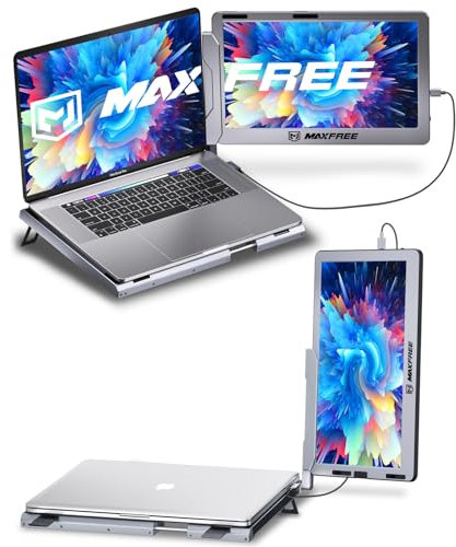 Maxfree F1 Laptop Monitor Extender - 14 FHD Dual Screen Laptop Monitor Extender with 360° Rotation Stand, Portable Monitor for Computers