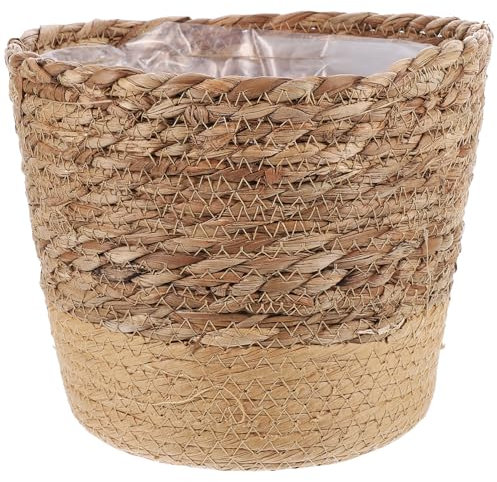 PHENOFICE Geflochtener Seegras Pflanzkorb Rund Dekorativer Blumenkorb Im Landhausstil Vielseitiges Zimmerpflanzgefäß Formstabiler Aufbewahrungskorb Natürlicher Flechtbehälter Für Sukkulenten