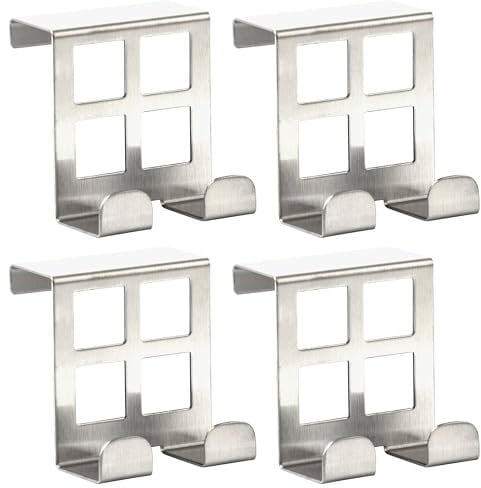 RICOO Perchero Puerta MH030Sx4 - Gancho Puerta de Acero Inoxidable para Colgar sin Taladrar - Perchero Puerta Baño y Dormitorio, Colgador puerta - 4 piezas