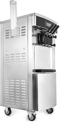 Máquina comercial de helados suaves 2200W 20-28L/H Máquina for hacer helados Tolvas dobles de 6L Máquina for hacer helados YKF-8228H Operación Flexible(Size:With Cone Holder)