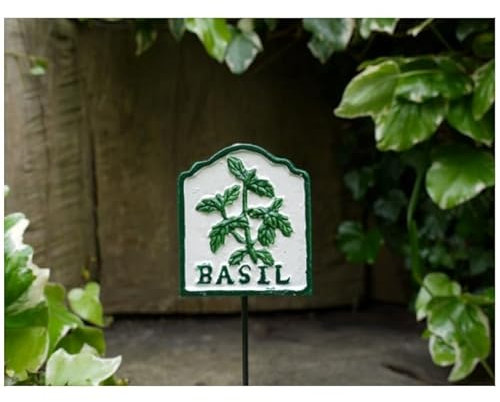 Etichette in metallo per erbe aromatiche e piante da giardino, resistenti (basilico)