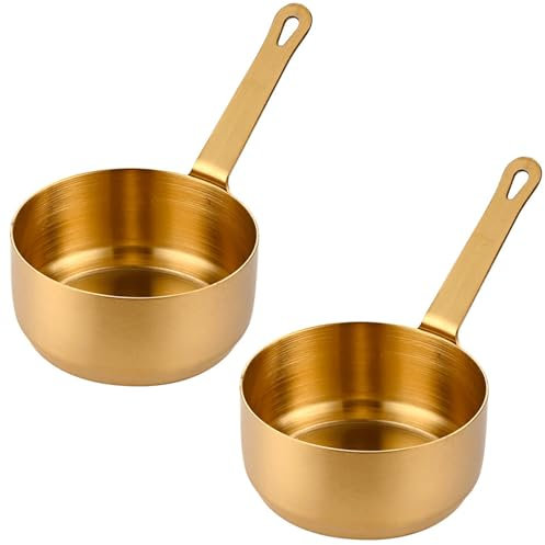 Stainless Steel Saucepan 2Pcs 3.38oz Mini Saucepan with Easy Hanging Handle Round Dipping Sauce Cups for Condiments, Seasoning, Gravy, PepperSmall Saucepan Stainless Steel Saucepan Mini Saucepan C