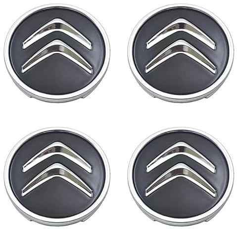 SXDZHK Auto Cache Moyeux pour Citroen DS3 2009-2014, Cache Moyeu Centre de Jante Capuchons Cache de Roue Centrale D'emblème Antirouille PoussièRe DéCoration Accessoires 4PCS,Black-60MM