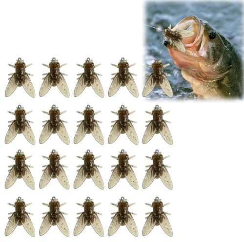 20PCS Bionic Fly Fishing Bait,Fly Hook Soft Bait Add Fish Attractant Fishing Gear,Fly Fishing Accessories Kit,Color Small Fly Hook Fly Fishing Bait,Realistic Fishing Lures,Artificial Fishing Flies