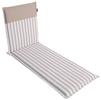 LILENO HOME Coussin pour chaise longue à roulettes, motif à rayures, sable uni, idéal pour chaise longue de jardin, 190 x 60 x 5 cm, motif : malt