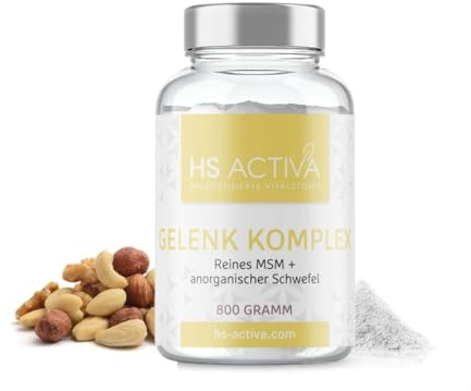 HS Activa Gelenk Komplex MSM Pulver 800 g, reines Methylsulfonylmethan | anorganischer Schwefel, für mehr Beweglichkeit, ohne Zusätze, vegan, Made in Germany