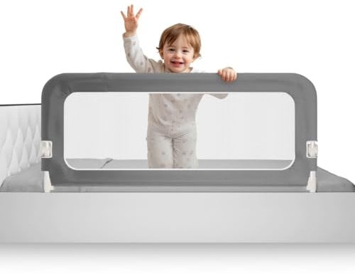 Twinkler Rausfallschutz Bett - 150 cm Rausfallshutz - Bettgitter Rausfallschutz Kinderbett - Bettschutzgitter Kinder - Bettschutzgitter für Kinder - Bettschutzgitter für Kinder