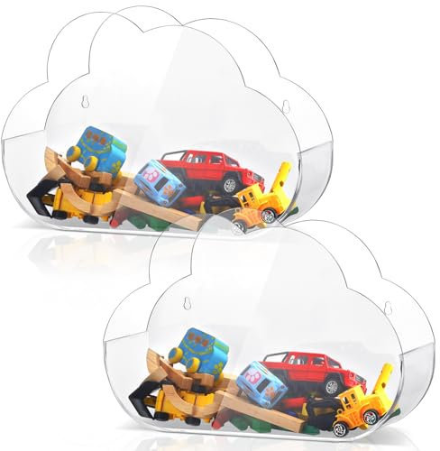 Yungyan Acrylic Toy Dispenser for Wall Mounted Wall Toy Organizer for Kids Hanging Storage Display Acrylic Cloud Wall Organizer Clear Storage Bin for Nursery Playroom Cars Blocks Trains Snacks (2 Pcs)