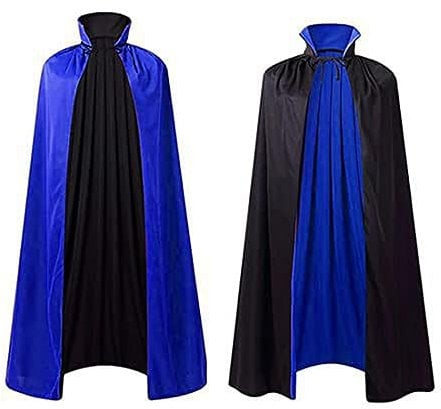 Schwarzer Umhang mit Kapuze Schwarz Kapuzenumhang Kleidung Mottopartys Erwachsene Costume Kostüme Halloween Magier Umhang Doppelseitig Ritter Darth Vader Cape Kostüm
