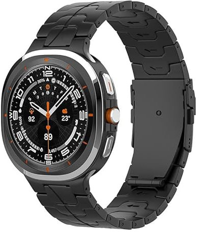 synsing Correa de titanio para Samsung Galaxy Watch 7 Ultra de 47 mm, correa de reloj sin huecos con hebilla integrada, accesorio de repuesto para Galaxy Watch 7 Ultra (2024), Negro, 20 mm, Titanio
