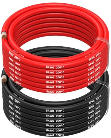 MMOBIEL AWG Cavo Elettrico Silicone - 2 Fili Separati Rosso e Nero Ciascuno per RC, Droni, Stampanti 3D, Batterie, Cavi Oratori, Strisce LED (8 Awg, 5m)