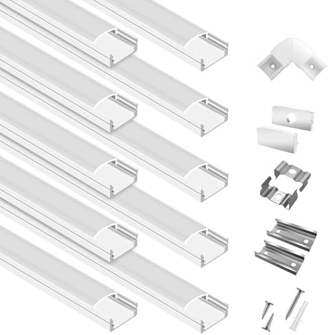 Packung mit 10 weißen LED-Aluminium-Kanälen in U-Form, 2 m
