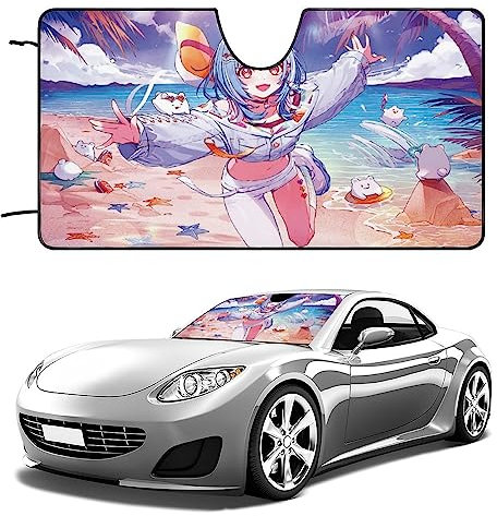 Parasol para Coche, Parasol para Coche, Parasol para Coche, Bonito Protector de Visera Solar para Coche con diseño de Chica de Anime, Bloqueador Solar Plegable para Ventana Delantera, SUV, camión