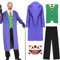 BITOYO Costume Joker Uomo, Costume Horror Clown Uomo, Halloween Costume Clown Malvagio Uomo con Cappotto Viola, Gilet Verde, Pantaloni, Cravatta, Finto Colletto della Camicia e Tatuaggi Temporanei