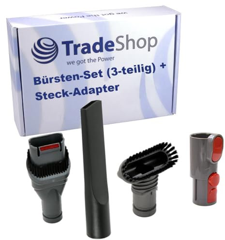 Trade-Shop Kit de aspiradora: cabezales de cepillo (3 piezas) + adaptador intermedio compatible con Dyson DC33C DC34 DC35 DC36 DC37 DC43 H DC44 DC45 DC48 DC51