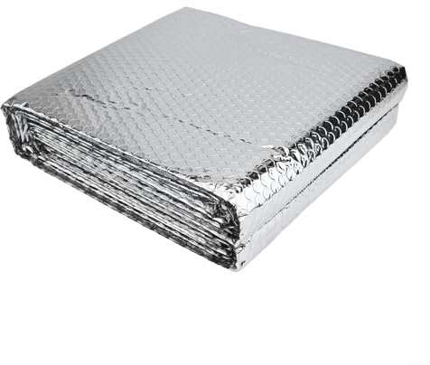 Hasaller Radiator Insulation Foil 5mX60cm Double Sided Aluminum Foil Insulation Sheet Radiator Reflector Foil Double Sided Aluminum Foil Radiator Foil Reflector for Floor Ceiling(with Stickers)