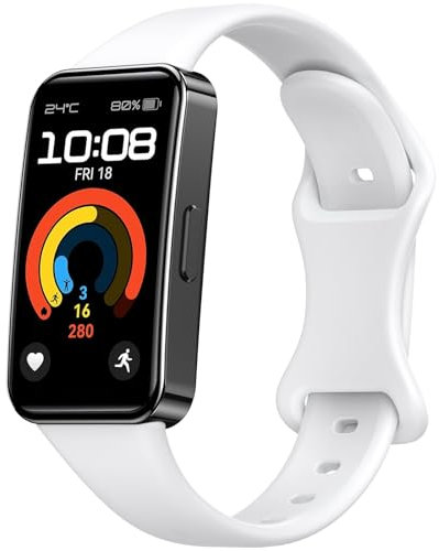 Mugust Correa para Huawei Band 8/9, Silicona, Pulsera para Smartwatch, Blanco, Compatible con Huawei Band 9 y 8, Rastreador de Fitness y Mensajes