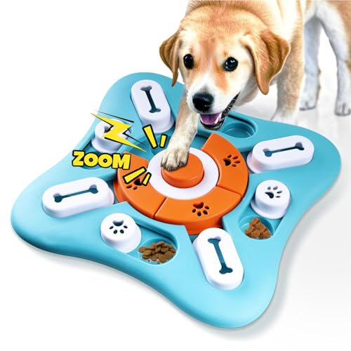 YETEE Interactive Dog Puzzle Feeder, Treat Dispenser Dog Puzzle Toys with Squeaker & Non-Slip, Slow Feeder Bowl for Mental Enrichment, IQ Training & Anxiety Relief (Style 1)