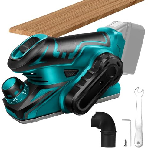 Roadtime Akku-Hobel Kompatibel mit Makita 12V Akku,Mini Handhobel Hobelbreite 60 mm, Elektro Hobelmaschine,Spantiefe 0.8 mm,13000 U/min, Einhandhobel Hobelmesser Holzhobelmaschine (Ohne Akku)