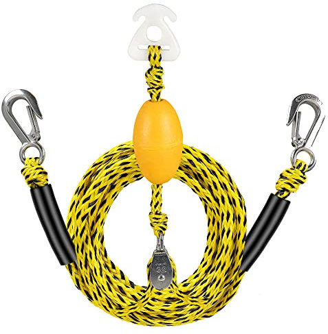 Cyberoctopus Cavo di Traino per Tubing – 5000lbs Alta Resistenza, Carrucola Girevole a 360°, Design Galleggiante, Ganci in Acciaio Inox 304 (1.1 Pollici), 17ft & 24ft (24FT-M32PULLEY)