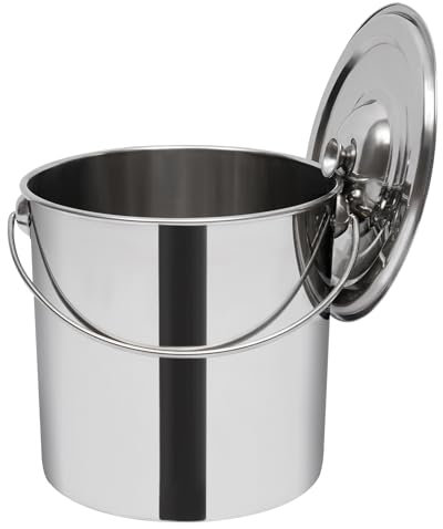 Seau en Acier Inoxydable 304 de 20L pour Cuisine et Camping - Avec Couvercle, Épaisseur 1,6mm, Ouverture 31cm - Pour Nourriture, Lait, Champagne