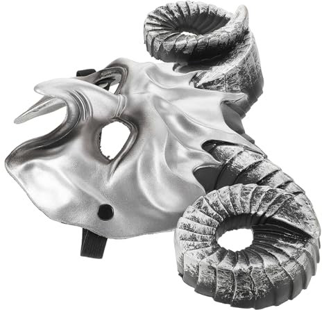 BESTonZON Hornmaske Cosplay-maske Gehörnt Maskerade Halloween-maske Masken Hörner Maske Aus Ochsenhorn Party Halloween -maske Für Erwachsene Knochenmaske Kostüm Maske Silber Plastik