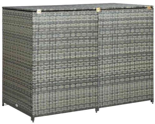 Abri de Poubelle Double Résine tressée Anthracite 148x77x111cm Cabanes/abris