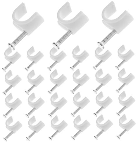HOMSFOU 300 Stück Kabelclips Wandclips für Kabelmanagement Robuste Pe und Stahlkonstruktion für Ethernet Koaxial und Lautsprecherkabel für Zuhause und Industrie